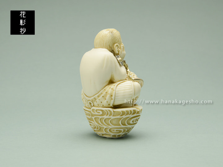 時代提げ物 唐木紫檀彫刻 鶴魚 置物 根付 C R9308 時代提げ物 唐木